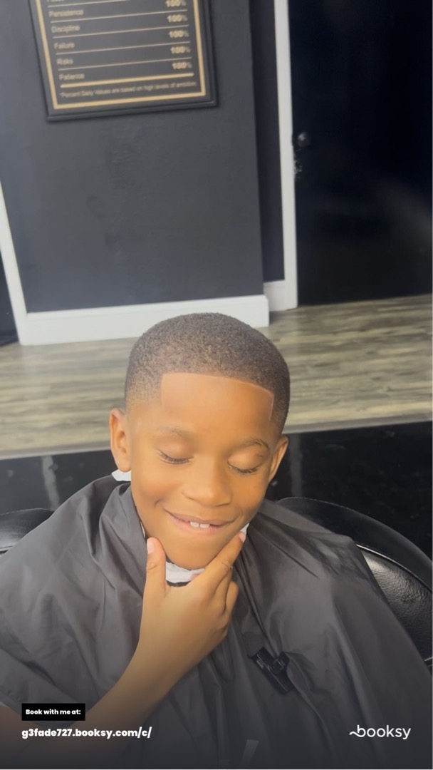 Kids haircut with sharp lineup by The Blend Lab